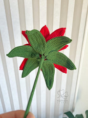 Crochet Poinsettia Stem, Handmade Holiday Home Decor
