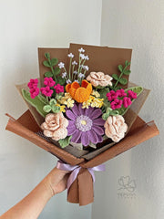 Handmade Crochet Flower Bouquet - Autumn Fall Decor