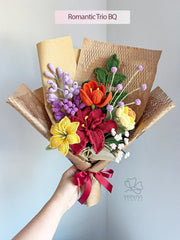 Crochet Flower Bouquet – Handmade Yarn Lily & Wild Bloom Arrangement | Personalized Gift for Birthday, Holiday