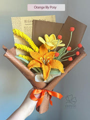 Crochet Flower Bouquet – Handmade Yarn Lily & Wild Bloom Arrangement | Personalized Gift for Birthday, Holiday