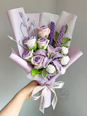 Crochet Lily Bouquet: Handmade Purple Floral Arrangement-Various Sizes. Gift-ready.