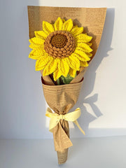 Crochet Sunflower Bouquet, Handmade Milk Cotton Yarn Floral Gift