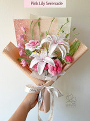 Crochet Flower Bouquet, Handmade Lily, Rose arrangement, Birthday or Mother’s Day gift for her