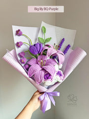 Crochet Flower Bouquet, Handmade Lily, Rose arrangement, Birthday or Mother’s Day gift for her