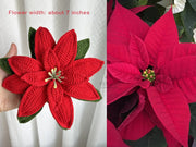 Handmade Crochet Poinsettia, Holiday Flower Bouquet for Christmas Decor or Vase Arrangement