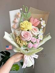 Crochet Rose Bouquet: Handmade Colorful Floral Arrangement