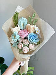 Crochet Rose Bouquet: Handmade Colorful Floral Arrangement