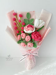 Crochet Flower Bouquet: Handmade Roses flowers - Pink, Blue, Purple, Yellow - Various Sizes. Mother’s Day gift.