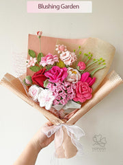 Crochet Flower Bouquet: Handmade Roses flowers - Pink, Blue, Purple, Yellow - Various Sizes. Mother’s Day gift.