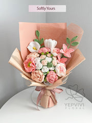 Crochet Flower Bouquet: Handmade Roses flowers - Pink, Blue, Purple, Yellow - Various Sizes. Mother’s Day gift.