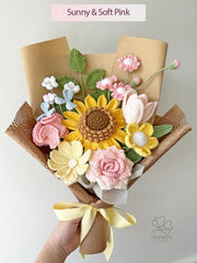 Handmade Crochet Flower Bouquet: Sunflower, peony, rose. – 10 Designs | Birthday Gift, Mother’s Day gift.