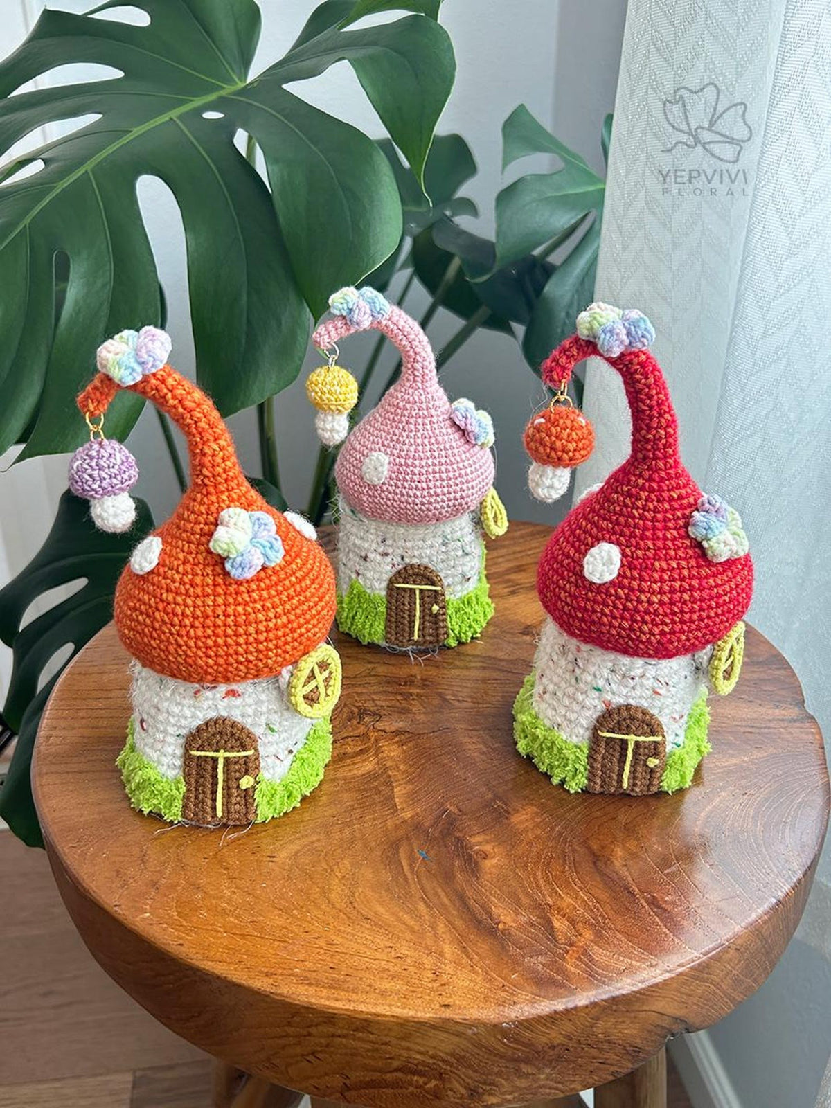 Crochet Mushroom Storage Box: Handmade Fairy Cottage Organizer (7x3 in)