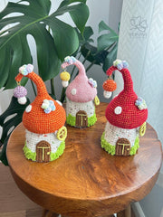Crochet Mushroom Storage Box: Handmade Fairy Cottage Organizer (7x3 in)