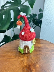 Crochet Mushroom Storage Box: Handmade Fairy Cottage Organizer (7x3 in)