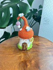 Crochet Mushroom Storage Box: Handmade Fairy Cottage Organizer (7x3 in)