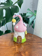 Crochet Mushroom Storage Box: Handmade Fairy Cottage Organizer (7x3 in)