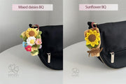 Crochet Flower Bouquet Bag Charm: Handmade Cotton Keychain