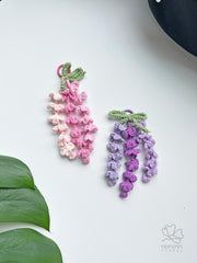 Crochet Wisteria Bag Charm – Handmade Cotton Flower Keychain