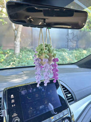 Crochet Wisteria Bag Charm – Handmade Cotton Flower Keychain