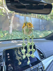 Crochet Flower Bouquet Bag Charm, Handmade yarn Keychain, Sunflower and daisies. Mini Size.