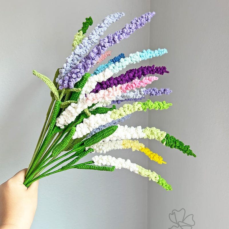 Handmade Crochet Veronica Flower Stem: Spiked Speedwell Yarn Decor