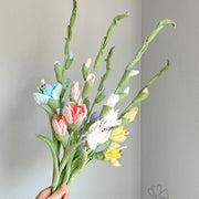 Crochet Gladiolus Stem, Personalized Gift for Her, Handmade Yarn Flower Arrangement.